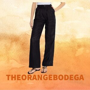 Anine Bing Womens Linen Blend Pleated Front Wide Leg Pants Black 

W: 26
L: 32